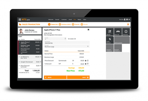 NTS mobile pos NTS pos on a tablet