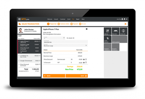 NTS pos on a tablet