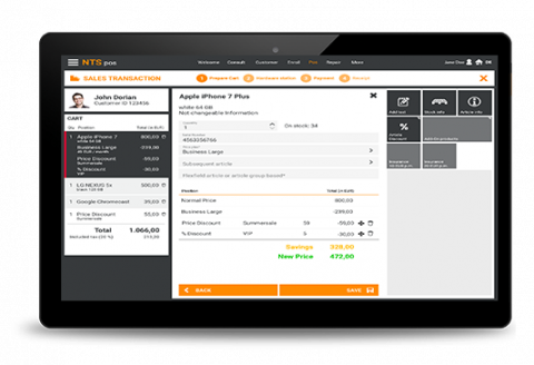 NTS pos on a tablet