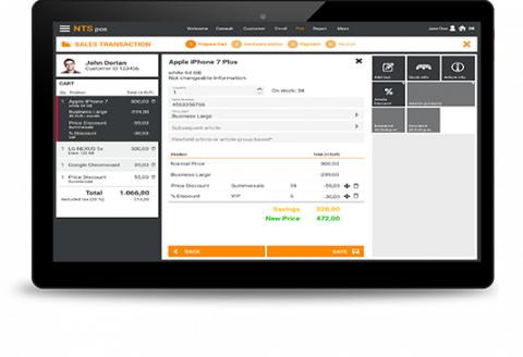 NTS pos on a tablet