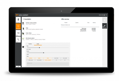 NTS sales assistant NTS sales assistant on a tablet