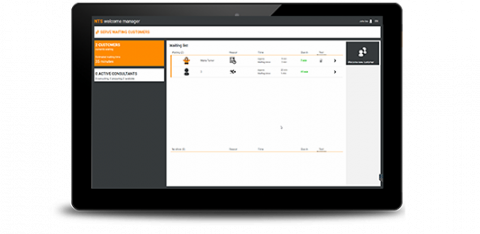 Queue Management Software Queue Management Software on a tablet