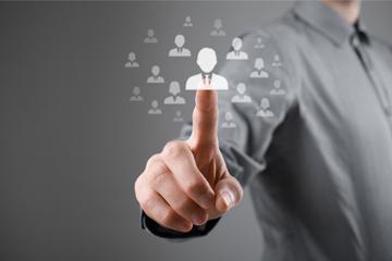 Man chooses person represented by icon Man chooses person represented by icon image small