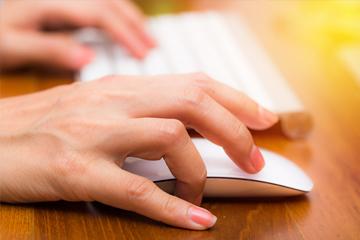 Hand using keyboard and mouse in office work place Hand using keyboard and mouse in office work place image small