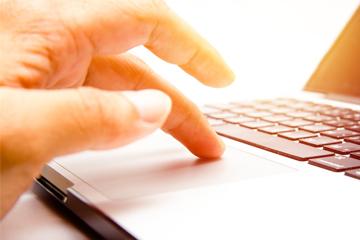 Hand using computer PC Hand using computer PC image small